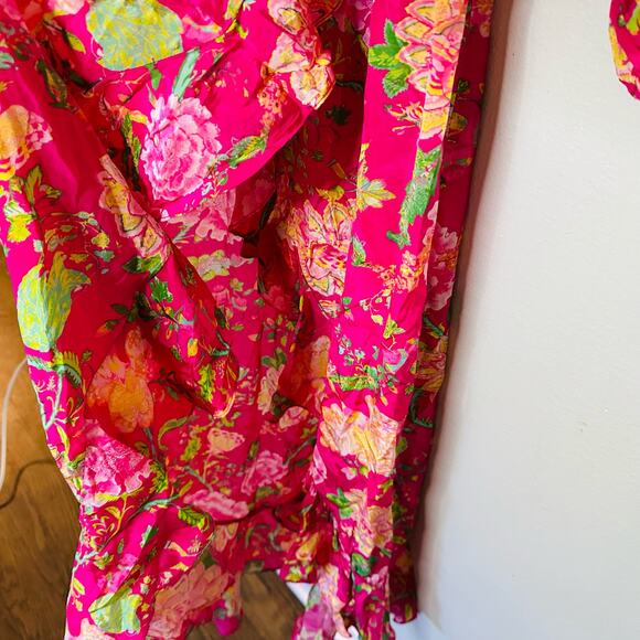 ROCOCO SAND Chloe Pink Floral Long Sleeves Wrap Maxi Dress Size Small - Picture 12 of 16